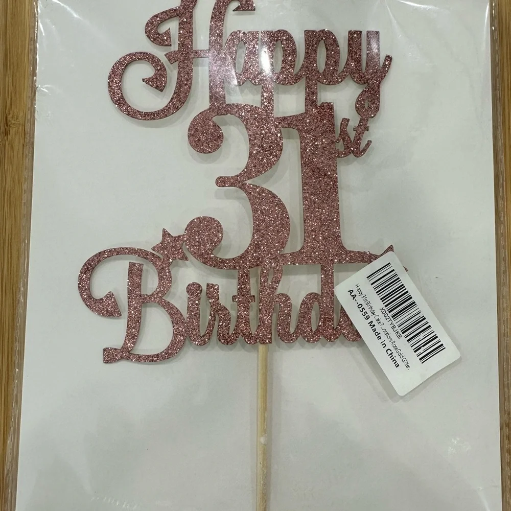 Glittery Pink 'Happy 31st Birthday' Cake Topper